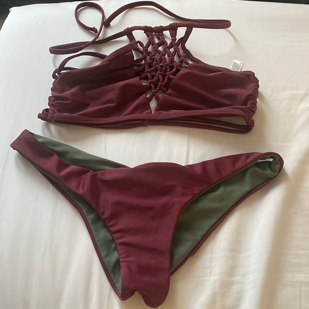 Crochet halter bikini set